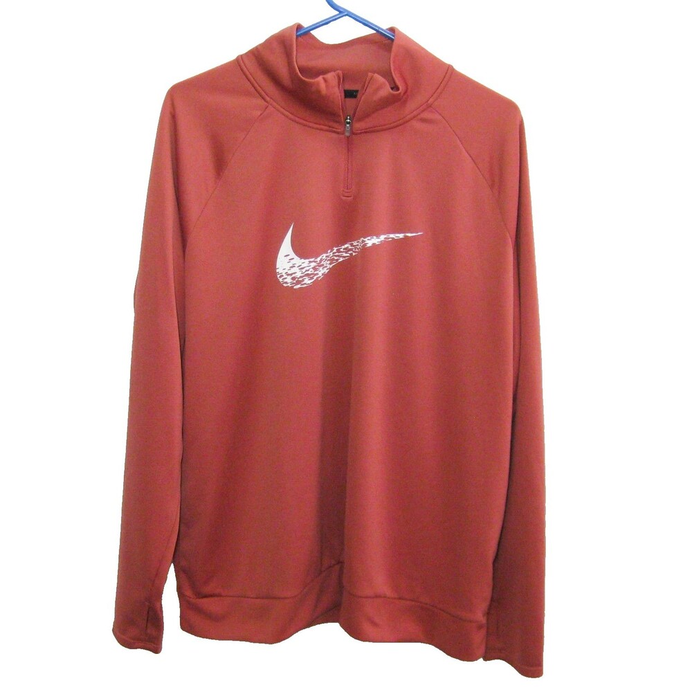 Nike Running Womens XL Mauve Red Long Sleeve 1/4 Zip Logo Shirt Top Dri-Fit